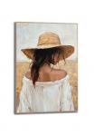 Reinders! Plakatas vasarinė Lady&laquo; miegamojo kambario baldai - Frau - &scaron;iaudinė skrybėlė - Beige - MDF - Menschen - 50x70 cm
