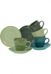 CreaTable Puodelis &raquo;Kaffeetasse NATURE COLLECTION&laquo; Puodeliai rinkinys naturfarben su Sprenkel 4 Puodeliai 4 Lėk&scaron;tutės