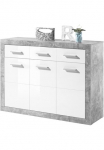 HBZ Komoda &raquo;Stone 2 wei&szlig; Glanz BxHxT 117x88x37 cm&laquo; komoda su 3 durys 3 stalčiai 2 lentyna
