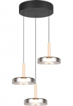 TRIO Leuchten TRIO Ap&scaron;vietimas LED pakabinamas &scaron;viestuvas &raquo;CELESTE dimmbare LED H&auml;ngelampe i&scaron; metalas I&scaron; stiklo & mediena 75W 750 Lumen&laquo; LED-Board 1 Stk. Warmwei&szlig; 3-flammig einfach reguliuojamas auk&scaron;tis von 50-200 cm 3-Stufen Dimmfunktion