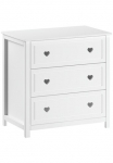 Vipack Komoda &raquo;Amori 3 ger&auml;umige Stalčius su Soft-Close&laquo; B/H/T ca. 90x89x76cm Fronten su žaismingas Herz-Ornament bieten viel daiktadėžė wei&szlig; lackiert