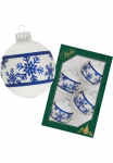 Krebs Glas Lauscha Krebs I&scaron; stiklo Lauscha Weihnachtsbaumkugel &raquo;Schneeflockenband&laquo; Weihnachtsdeko Eglutės žaisliukai Eglutės žaisliukų komplektas i&scaron; I&scaron; stiklo