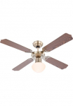 GLOBO LIGHTING Lubinis &scaron;viestuvas &raquo;CHAMPION&laquo; E27 1 Stk. Ventilator/antik/Wohnbereich/Schlafzimmer/Holz / altmessing / 4 Fl&uuml;gel