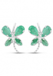 Vira Jewels Pora auskarai &raquo;Silber 925 rhodiniert Schmetterling-Motiv su echtem Smaragd&laquo;