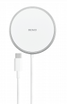 Bevielis įkroviklis DELTACO magnetinis, 5W, USB-C, baltas/sidabrinis / QI-1034