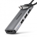 Adapteris ir &scaron;okotuvas AXAGON USB-C 5Gbps STARTER 4in1 Hub  HMC-H3A