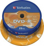 VERBATIM DVD-R 4.7GB AZO cake 25 vnt.