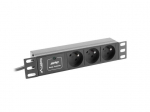 LANBERG 10" RACK POWER STRIP (1U, 16A, 3X 230V PL)
