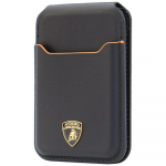 Lamborghini D1 Genuine Leather MagSafe mobile phone wallet - black and orange