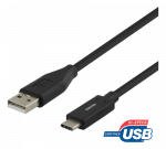 Mob.telefono kabelis DELTACO USB 2.0 "C-A", 0.5m, juodas / USBC-1003M