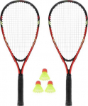 Greitojo badmintono rinkinys Nils NRS001, raudonas, 2 raketės, badmintono plunksniukai, dėklas