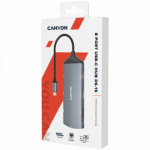 CANYON 8 in 1 hub, with 1*HDMI,1*Gigabit Ethernet,1*USB C female:PD3.0 support max60W,1*USB C male :